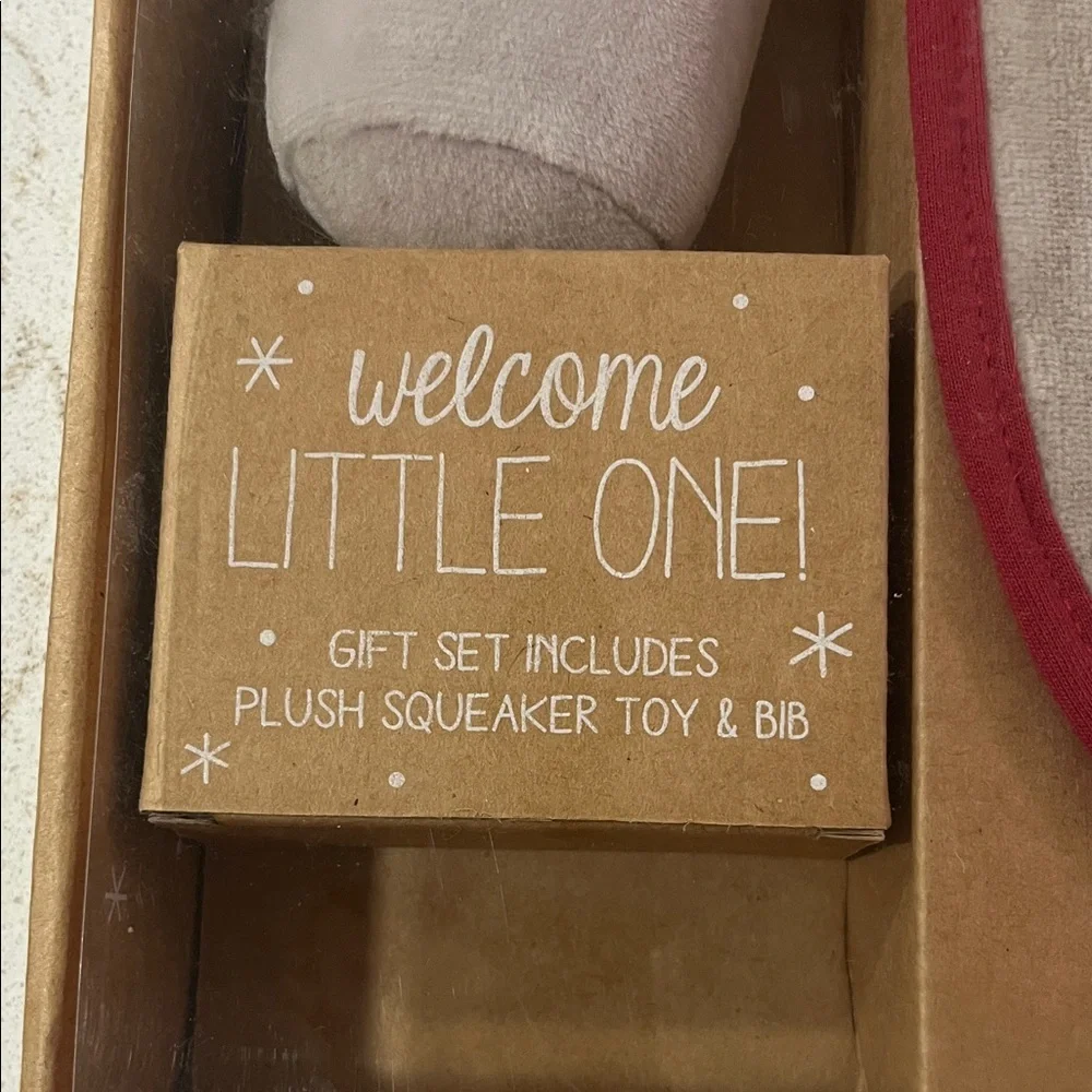 Grasslands Road Holiday Bib and Plush Set - Gray and Red
